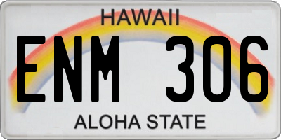 HI license plate ENM306