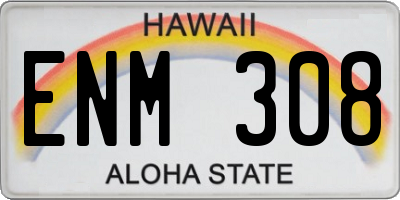 HI license plate ENM308