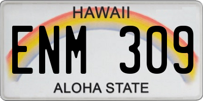 HI license plate ENM309
