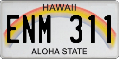 HI license plate ENM311