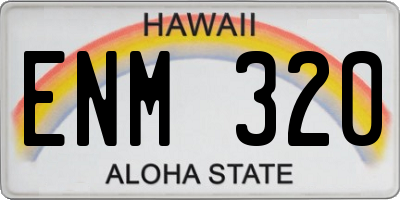 HI license plate ENM320