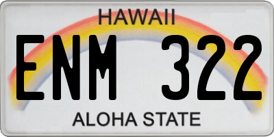 HI license plate ENM322