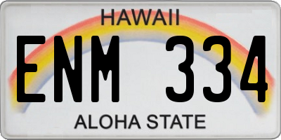 HI license plate ENM334