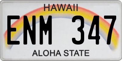 HI license plate ENM347