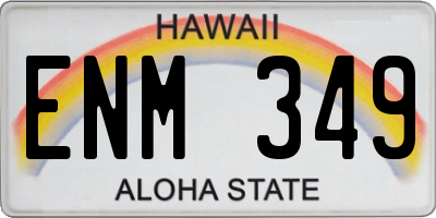 HI license plate ENM349