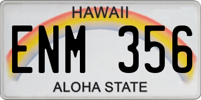 HI license plate ENM356