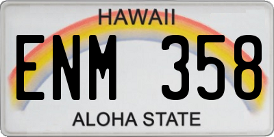 HI license plate ENM358