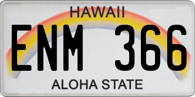 HI license plate ENM366