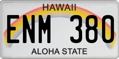 HI license plate ENM380