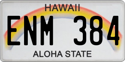 HI license plate ENM384