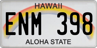 HI license plate ENM398