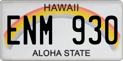 HI license plate ENM930