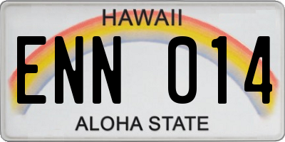 HI license plate ENN014
