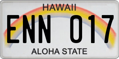 HI license plate ENN017