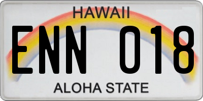 HI license plate ENN018