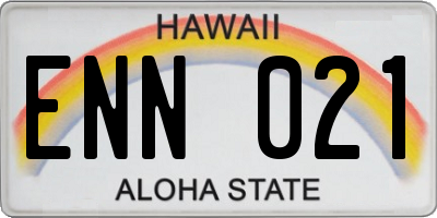 HI license plate ENN021