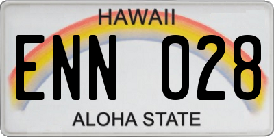HI license plate ENN028