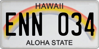 HI license plate ENN034
