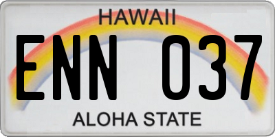 HI license plate ENN037