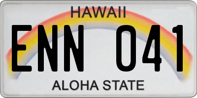 HI license plate ENN041