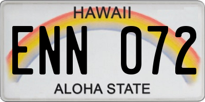 HI license plate ENN072