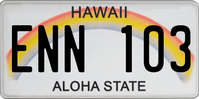 HI license plate ENN103