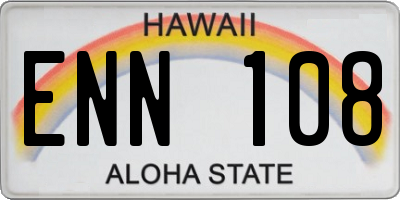 HI license plate ENN108