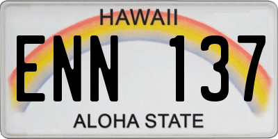 HI license plate ENN137