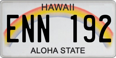 HI license plate ENN192