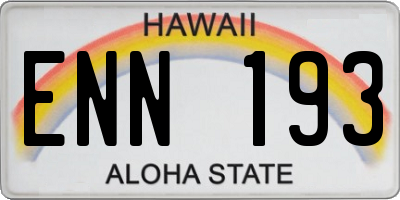 HI license plate ENN193