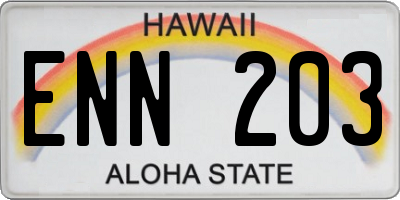 HI license plate ENN203