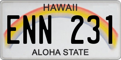 HI license plate ENN231