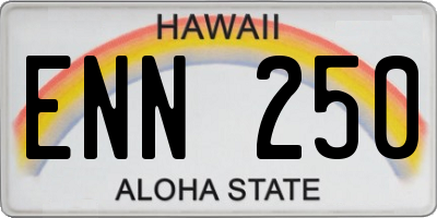 HI license plate ENN250