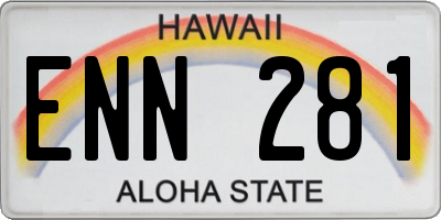 HI license plate ENN281