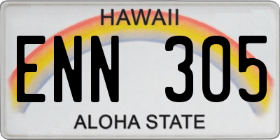 HI license plate ENN305