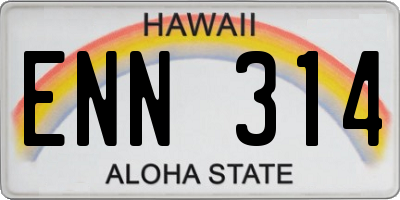 HI license plate ENN314