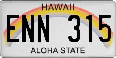 HI license plate ENN315