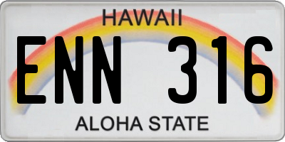 HI license plate ENN316