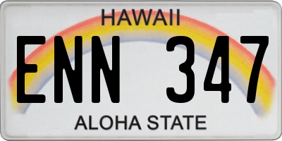 HI license plate ENN347