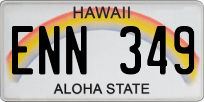 HI license plate ENN349