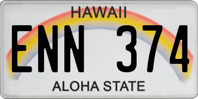 HI license plate ENN374