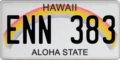 HI license plate ENN383