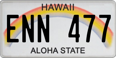 HI license plate ENN477