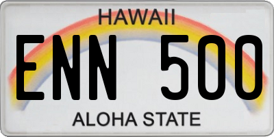 HI license plate ENN500