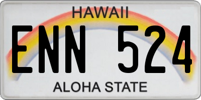 HI license plate ENN524