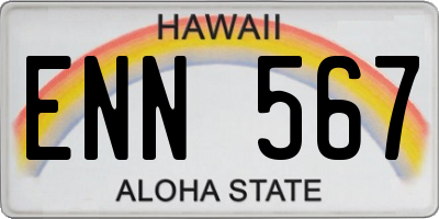 HI license plate ENN567