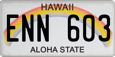 HI license plate ENN603