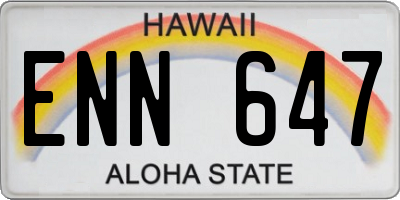 HI license plate ENN647
