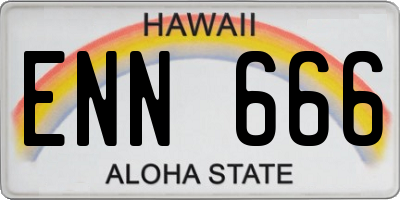 HI license plate ENN666