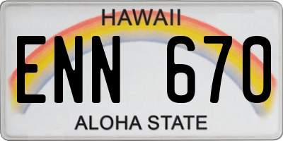 HI license plate ENN670
